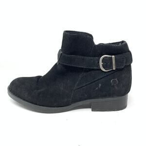 Born Boots Women's Size 9 Jorgette Suede Side Zip Buckle Strap Booties Black